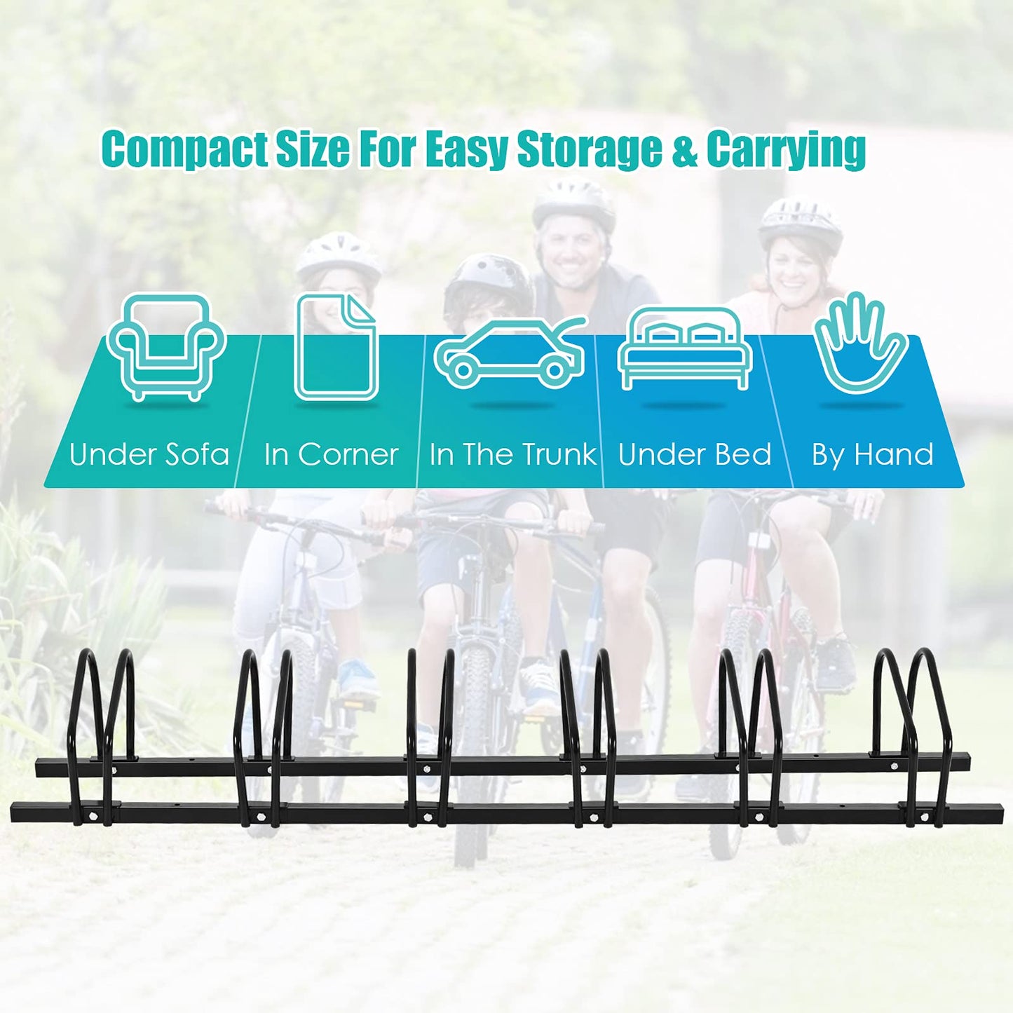 6-Bike Steel Bike Rack for Child BMX Road and Mountain Bikes