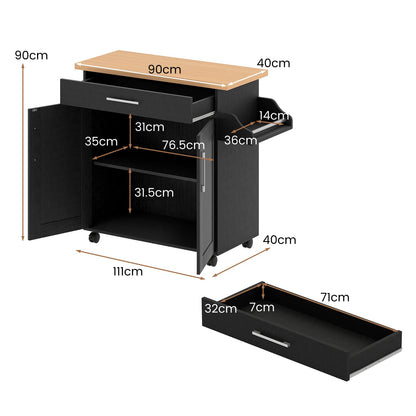 Kitchen Island Cart with Storage and Adjustable Shelf