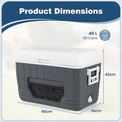 Cup Holders, Drain Plug & Mesh Storage Pocket, Portable Molded Leak-Proof Hard Cooler for Camping