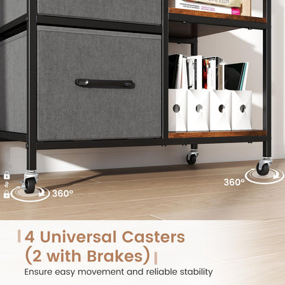 3-Drawer Mobile File Cabinet, Lateral Stationery Wooden Storage Cabinet
