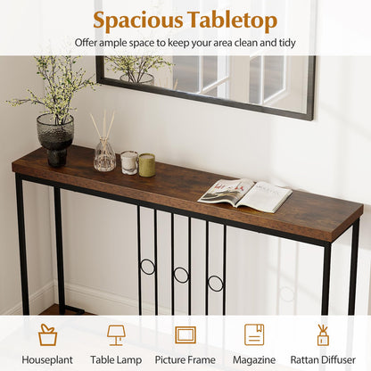 140CM Narrow Entryway Table with H-Shaped Base and Spacious tabletop