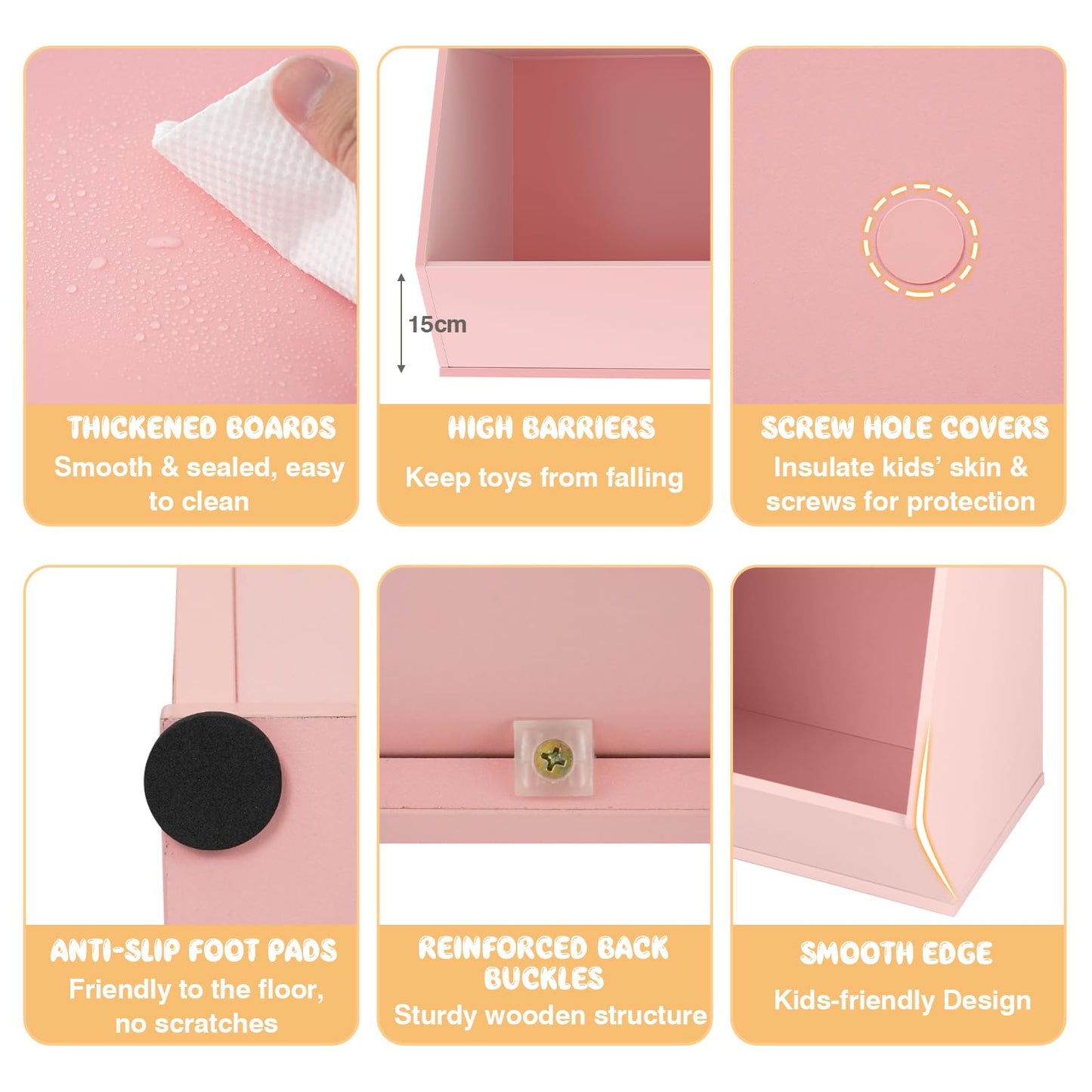 5-Cube Kids Toy Storage Organizer with Anti-Tipping Kits