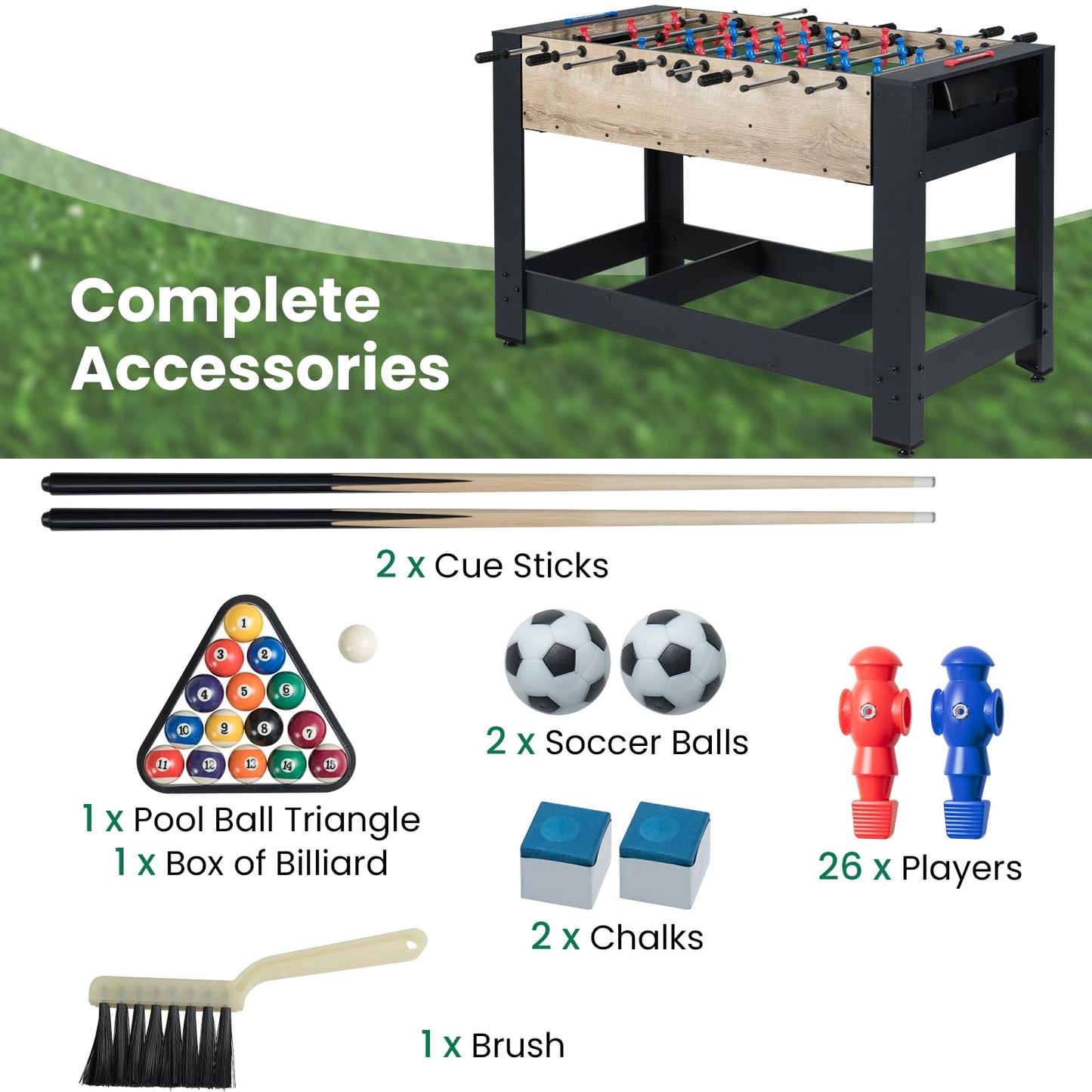 2-in-1 Swivel Multi Game Table 122 cm Foosball and Pool Combo Table