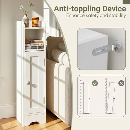 Freestanding Slim Storage Cupboard with Adjustable Shelves