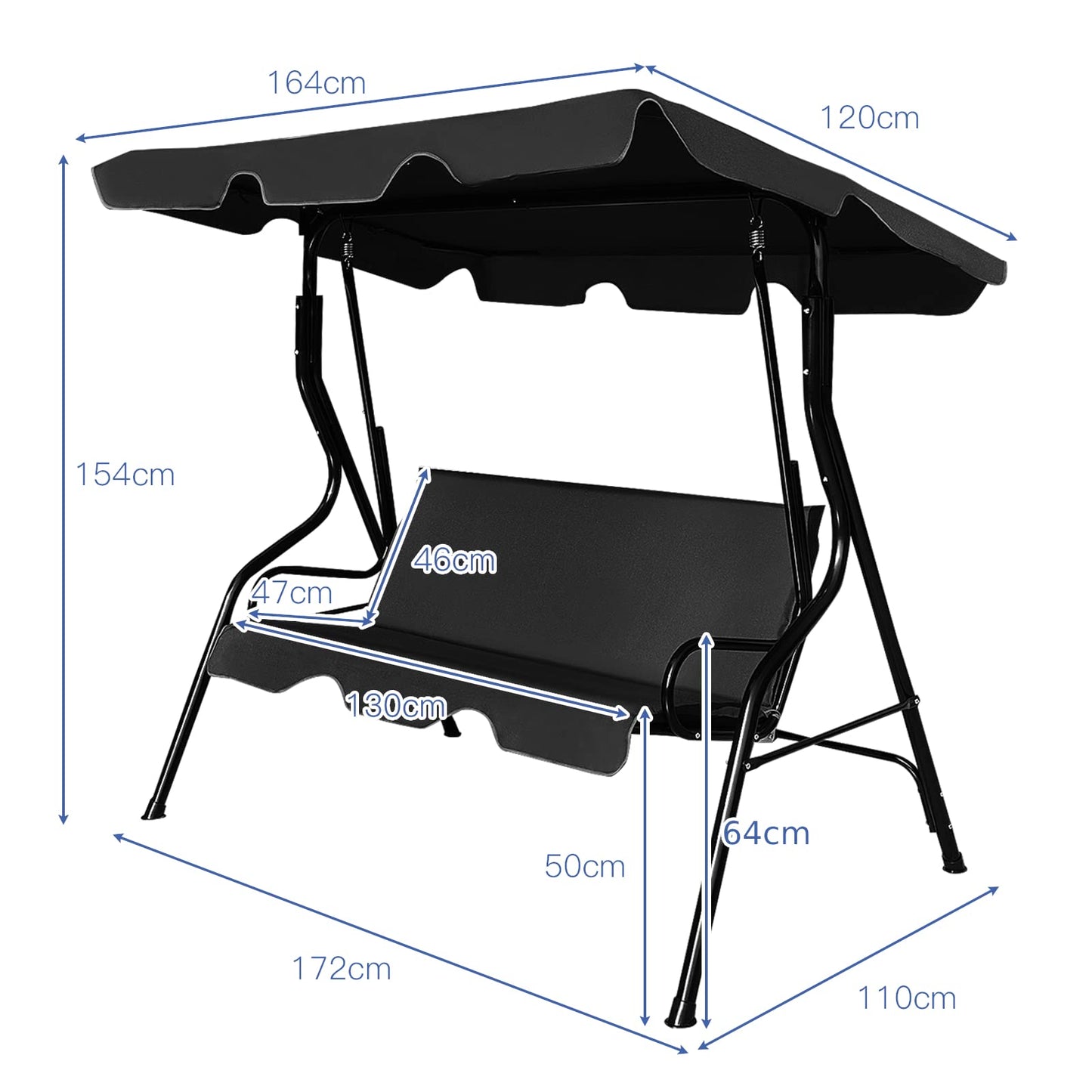 Outdoor 3 Seater Garden Swing Chair