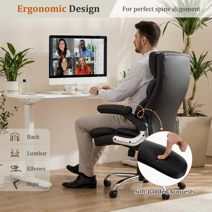 PU Leather Office Chair, Adjustable Ergonomic Computer Desk Chair