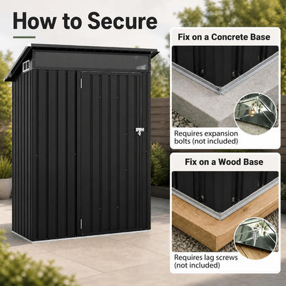 5 x 3FT Metal Garden Storage Shed with PC Panel & Lockable Door