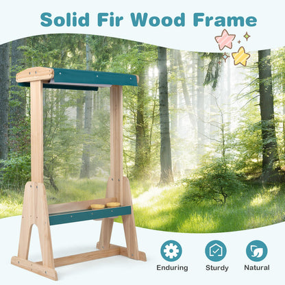 Kids Art Easel, Fir Wood Frame Children’s Double-Sided Easel