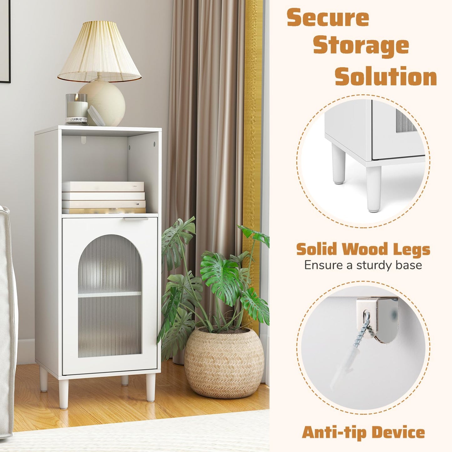 Bathroom Floor Cabinet with Adjustable Shelf for Hallway Living Room