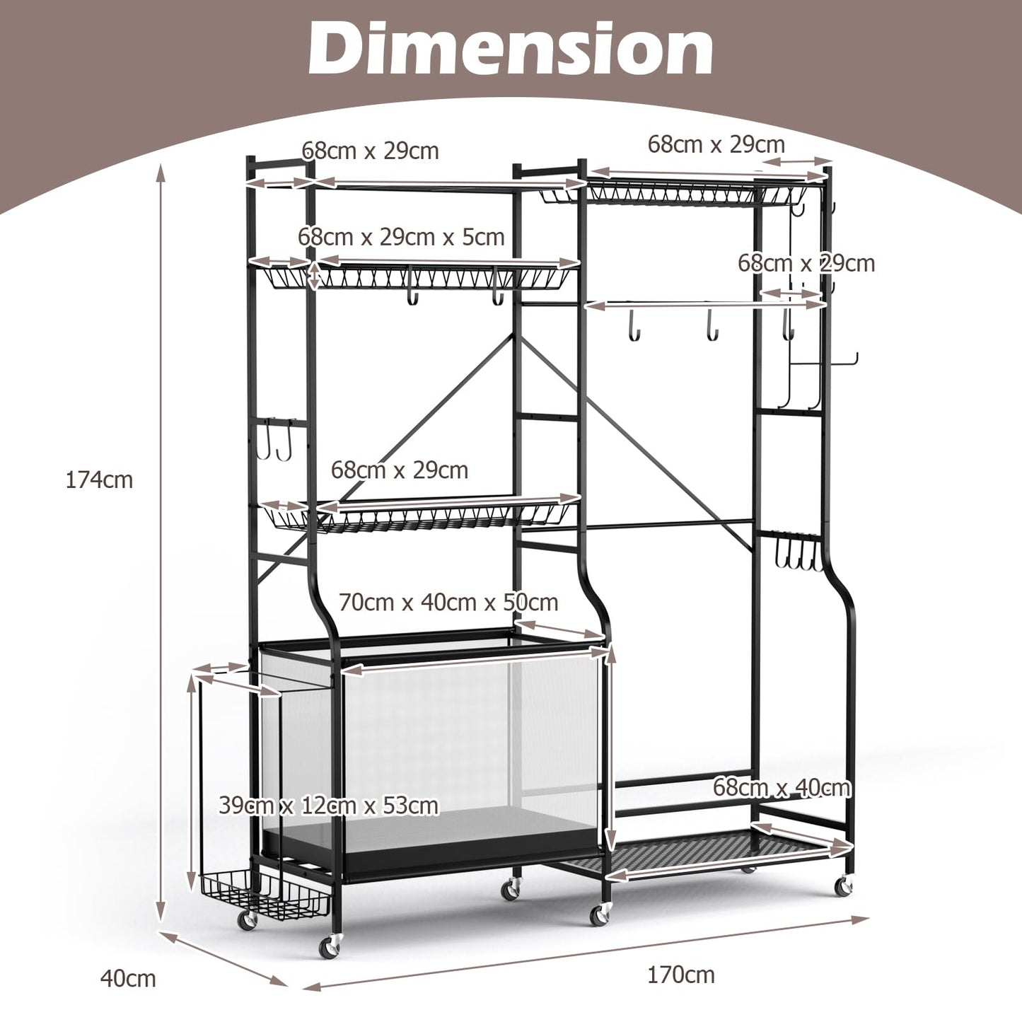 Sports Equipment Organizer Metal Ball Storage Rack with Adjustable Shelves