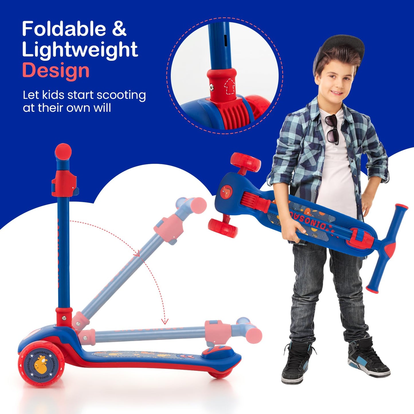 3 Wheel Foldable Scooters with Light up PU Wheels