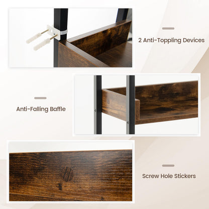 3-Tier Over The Toilet Storage Rack with 4 Hooks and Adjustable Bottom Bar