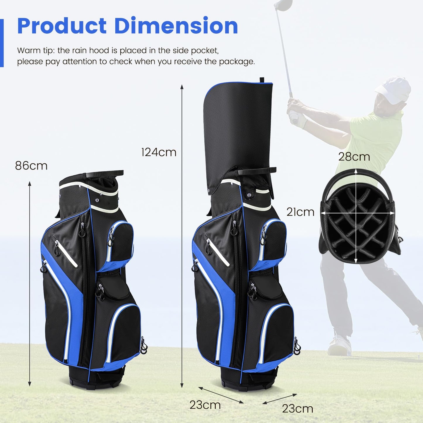 Golf Cart Bag, Golf Trolley Bag with 14 Way Dividers, Cooler Bag