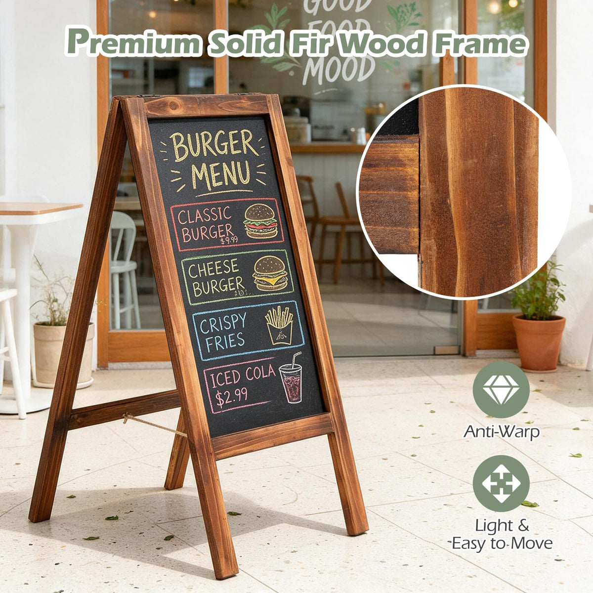 70 ×31 cm Foldable A-Frame Chalk Board Sign
