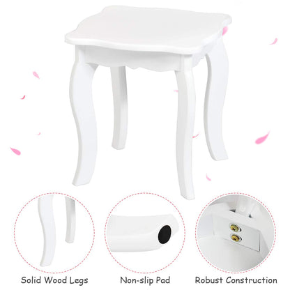 Kids Vanity Table and Stool Set Princess Makeup Dressing Table