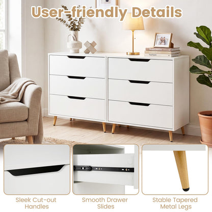 Wooden Nightstand with Anti Tipping Kits and Tall Storage for Living Room
