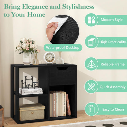 3 Cube Wooden Storage Shelf with Drawer