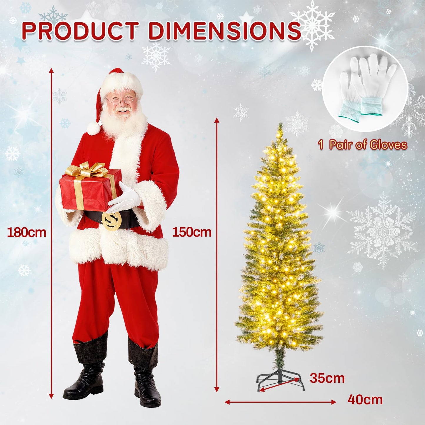 150/180cm Artificial Christmas Tree Pre-lit Xmas Tree with 150/250 Multi-color and Warm White Switchable LED Lights