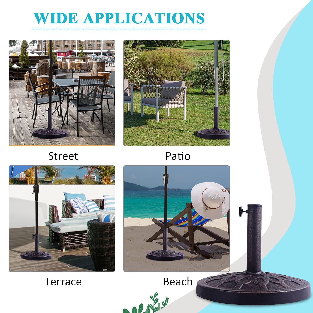 45 x 45 x 33cm Outdoor Heavy Duty Umbrella Stand Holder