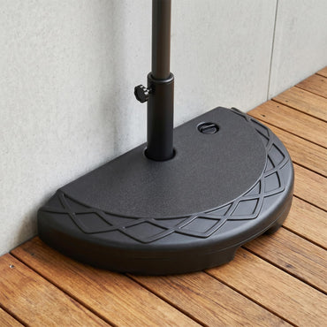 20kg Half Round Parasol Base, Water and Sand Fillable Patio Umbrella Stand Holder Fits Poles up to 38 mm-48 mm