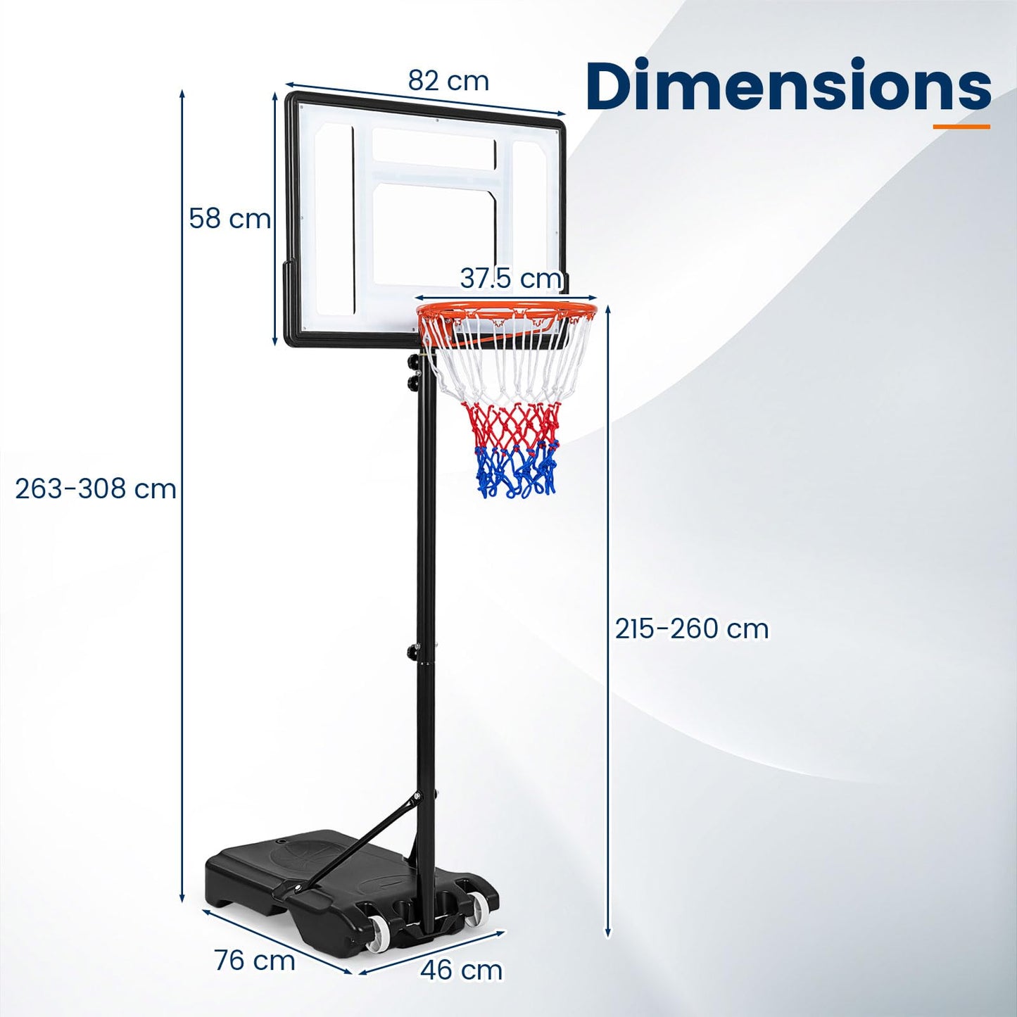 10FT Portable Basketball Hoop and Stand with Wheels