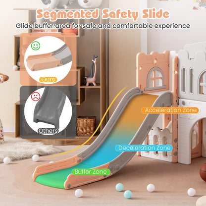 All in 1 Toddler Slide Playset Freestanding Kids Slide with Tunnel