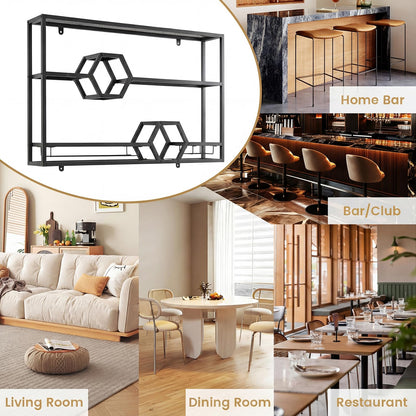 Wall Mounted Wine Rack, 3-Tier Hanging Bar Shelves