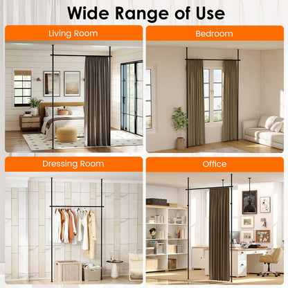 Room Divider Curtain Rod, No Drilling Adjustable Tension Rods Stand for Room Separation
