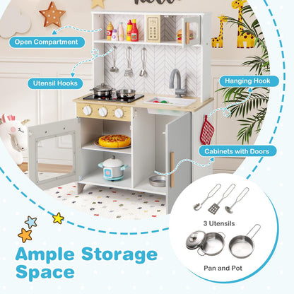 Kids Kitchen Playset with Lights and Sounds Stove Oven Sink Faucet Microwave