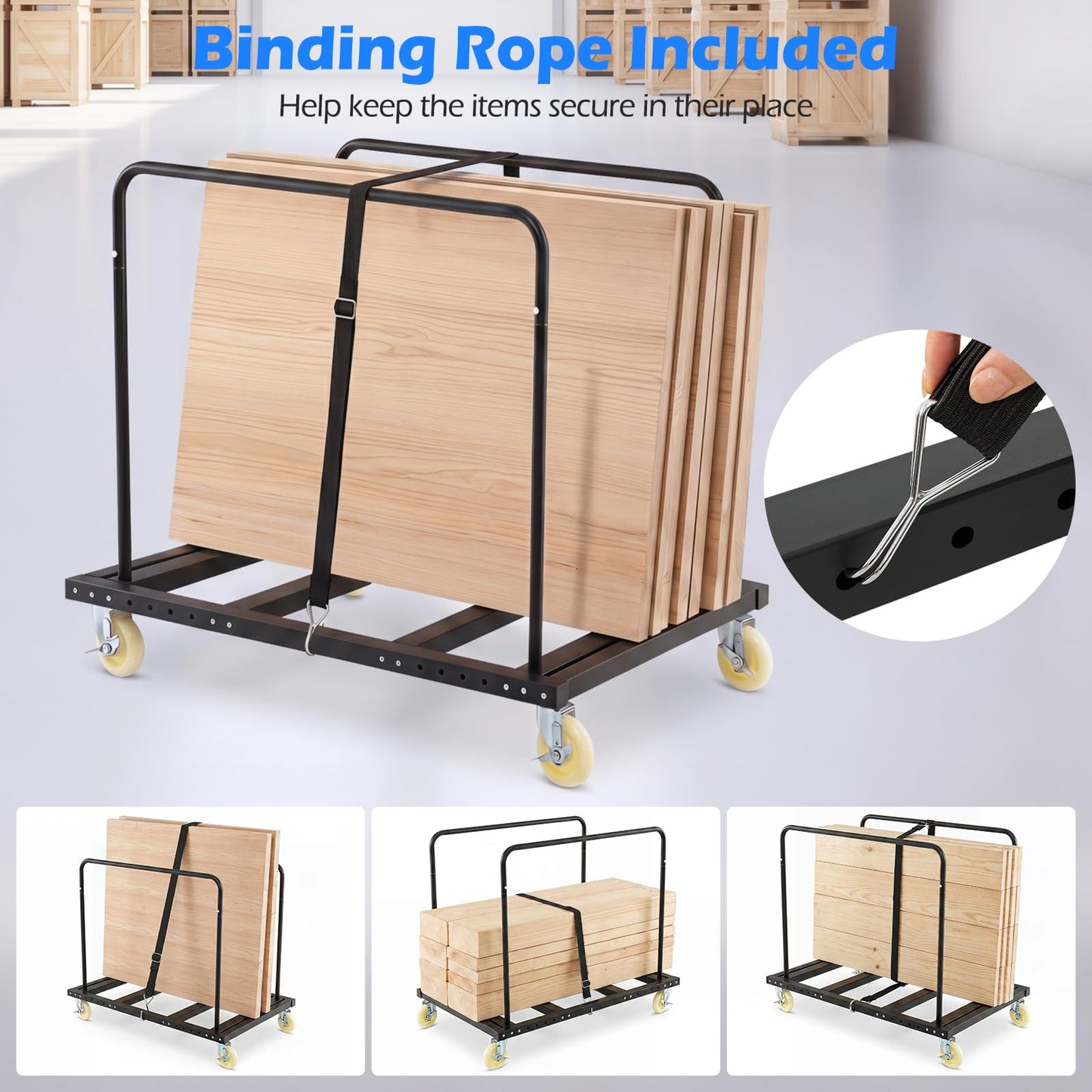 Folding Table Cart, Heavy Duty Table Dolly with Lockable Swivel Wheels