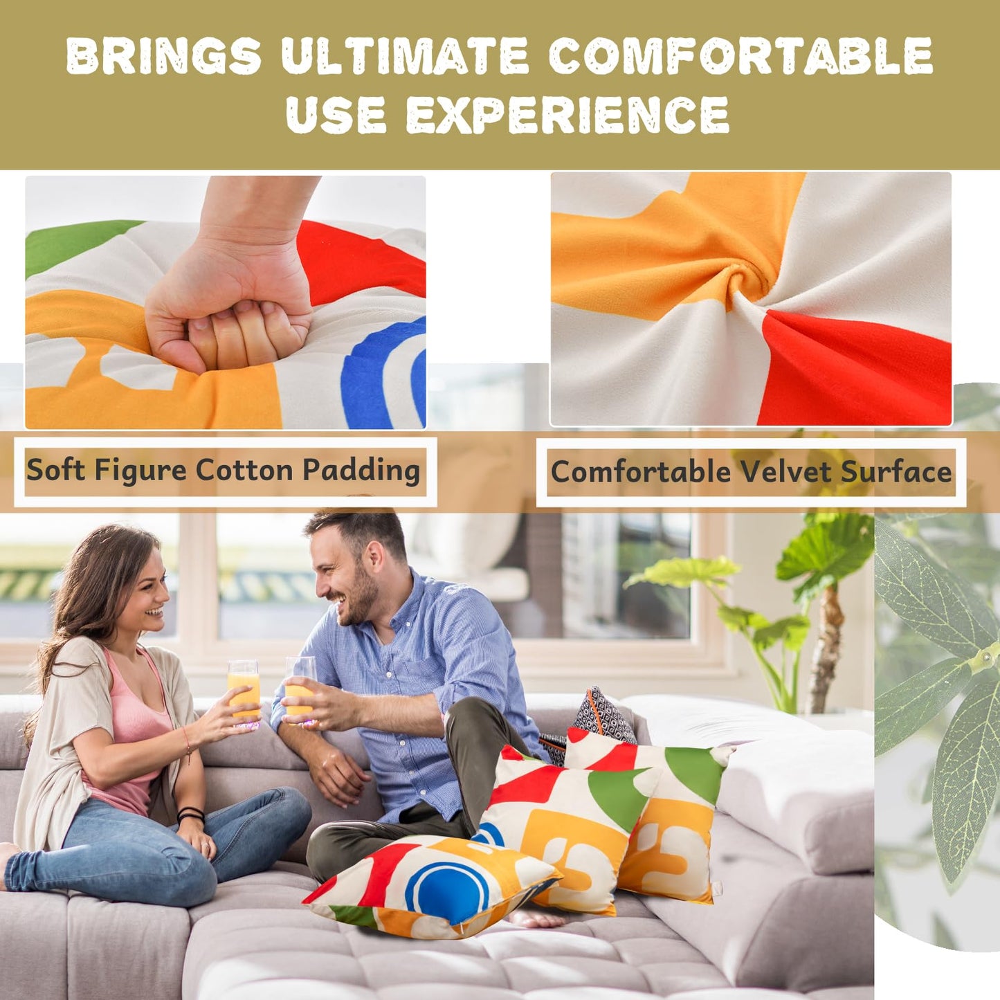 Soft Velvet Covered Decorative Throw Pillow Set of 4