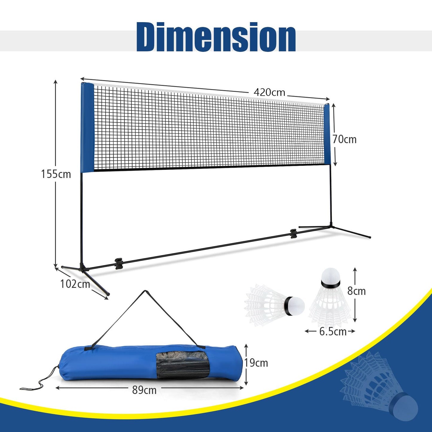 Adjustable Badminton Net Set for Backyard Driveway Beach Portable