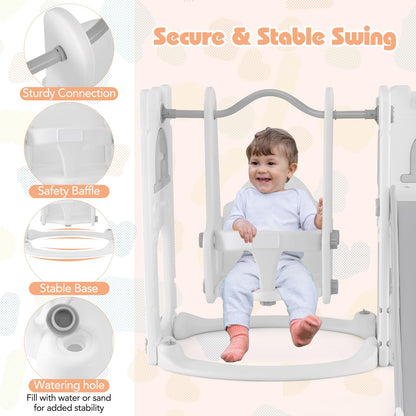 7-in-1 Toddle Slide Set with Swing Seat and Basketball Hoop and Ladder