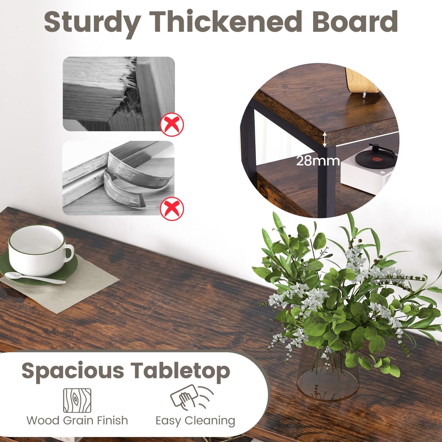Sideboard Storage Cabinet with Slatted Door and 3 Adjustable Shelves