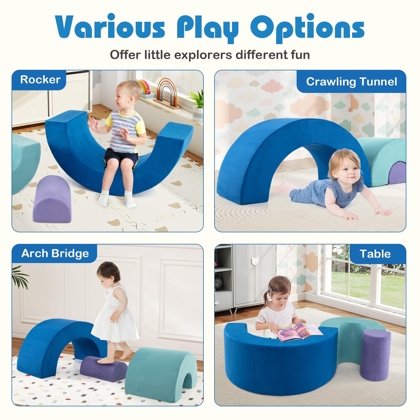 Rainbow Arc Climber Playset Foam Climbing Blocks Indoor Climb and Crawl Activity Play Set