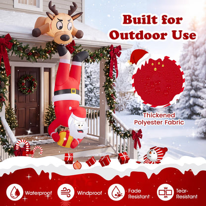 Inflatable Christmas Santa Claus and Reindeer, 8FT Self Inflating Xmas Decoration