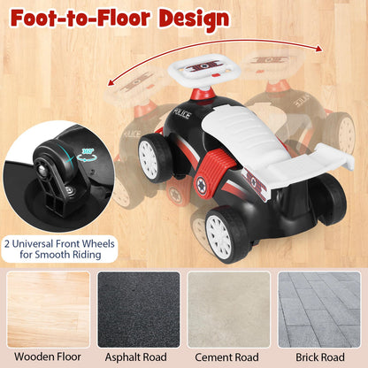Kids Ride On Car Sliding Toy with Music and Cool Rear Wings