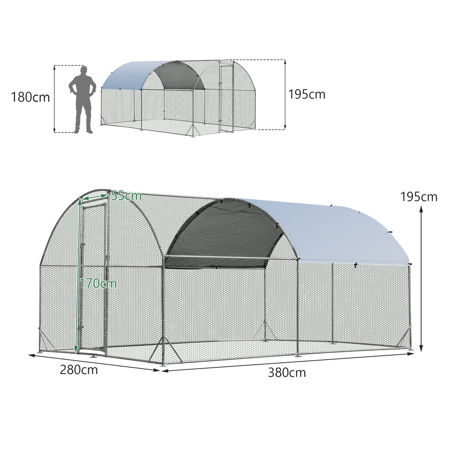 Large Chicken Coop Poultry Shade Cage for Hens Rabbit Dogs Ducks