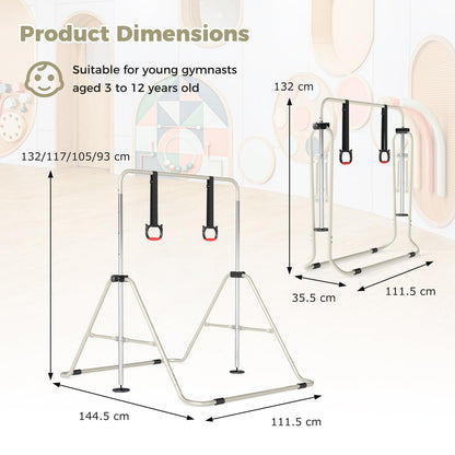Folding Gymnastics Bar, Height Adjustable Horizontal Kip Bars with Anti-slip Base