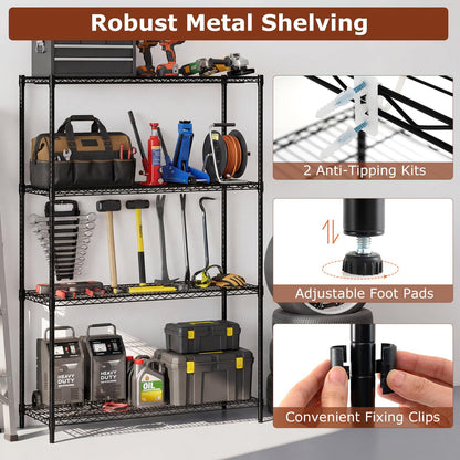3/4/5/6-Tier Metal Shelving Unit, Adjustable Wire Storage Shelves with V-shaped Shelving Rack