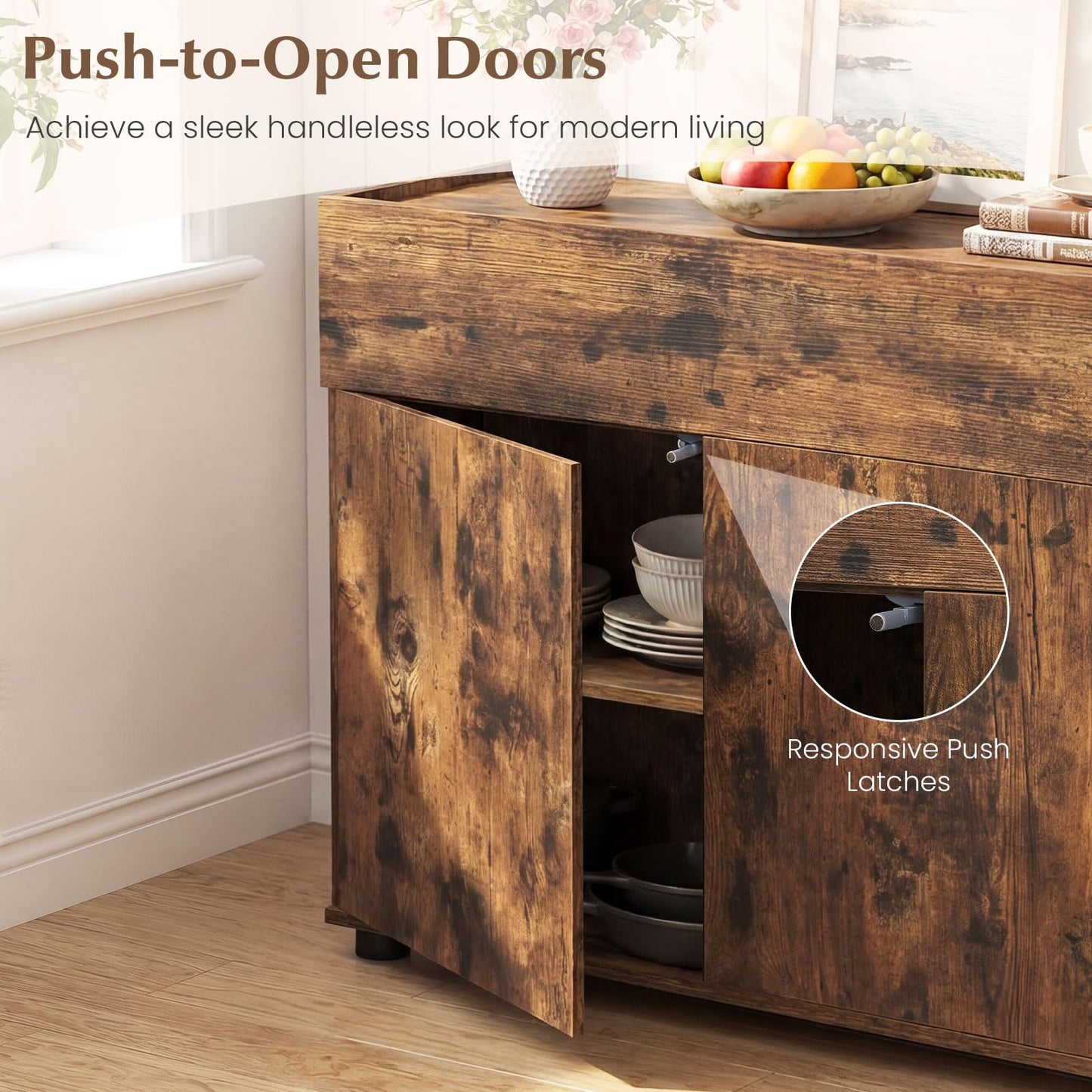 160cm Large Buffet Sideboard, 4 Door Storage Cabinet