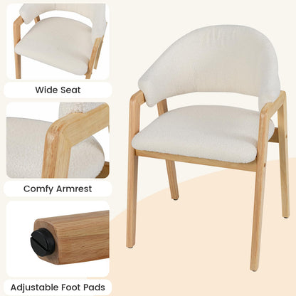 Dining Chairs Set of 2, Sherpa Fabric Upholstered Kitchen Chairs with Rubber Wood Frame