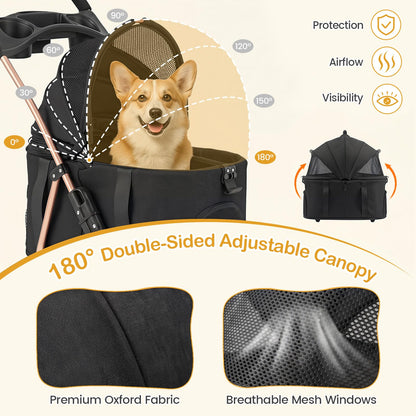 3-in-1 Pet Stroller, Foldable Dog Pushchair