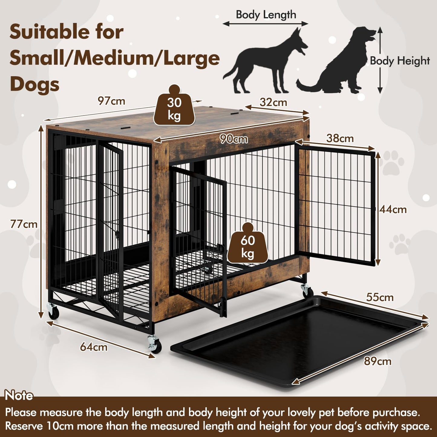 Wooden Dog Kennel Side Table with Flip-up Top