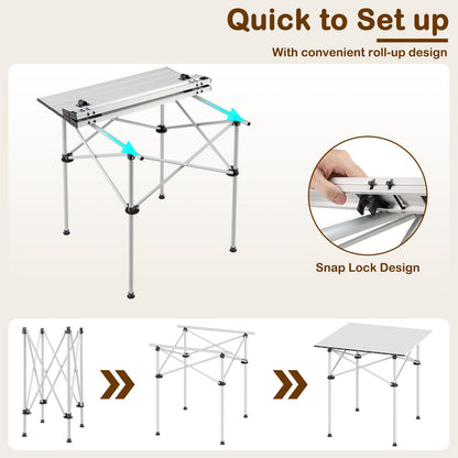 Folding Roll-up Aluminium Camping Table for 4