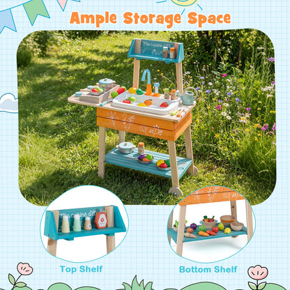 Mud Kitchen, Outdoor Kids Play Kitchen with Removable Sink