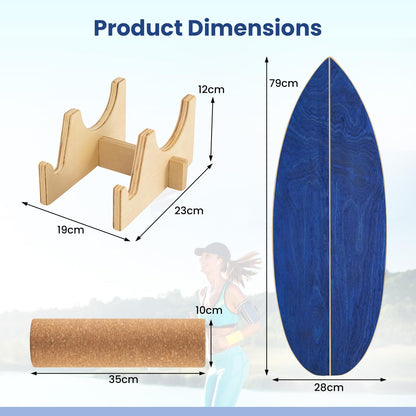 Balance Board Trainer for Adults Wooden Balancing Board with Cork Roller and Storage Rack to Exercise