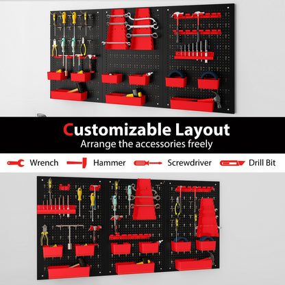 120 x 60cm Pegboard Organizer Kit for DIY Workshop Craft Room