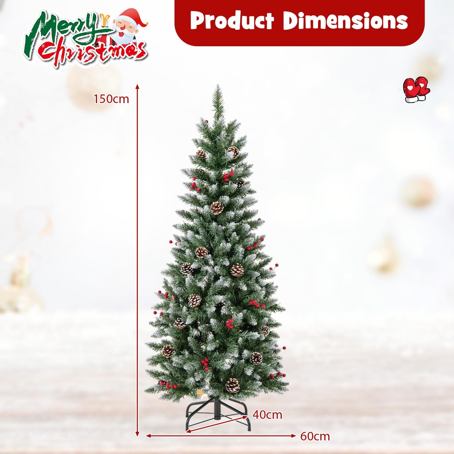 Artificial Christmas Tree with Branch Tips and Natural Pine Cones