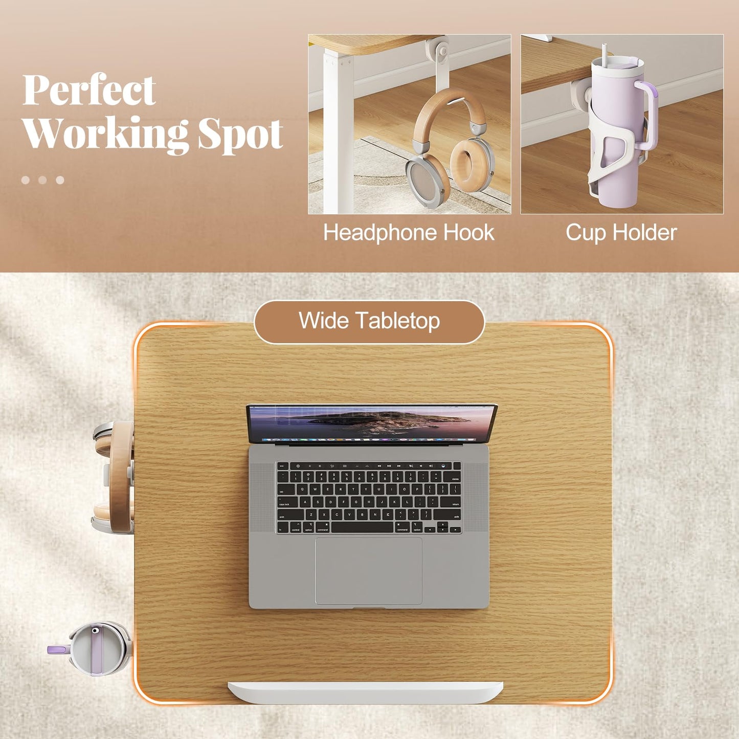 Foldable Mobile Standing Desk Rolling Laptop Desk with 90° Tiltable Tabletop